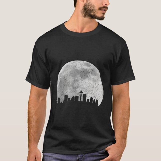 T-shirt Seattle Washington Skyline Moon Pride Seattle (Devant)
