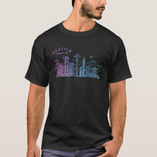 T-shirt Seattle Washington Skyline Pour Touristes Et Citoy