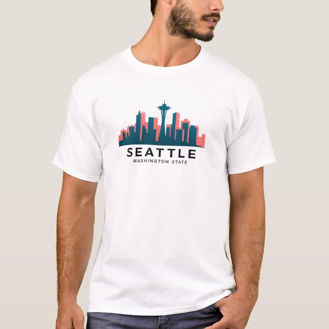 T-shirt Seattle Washington State Minimal City Skyline (Devant)
