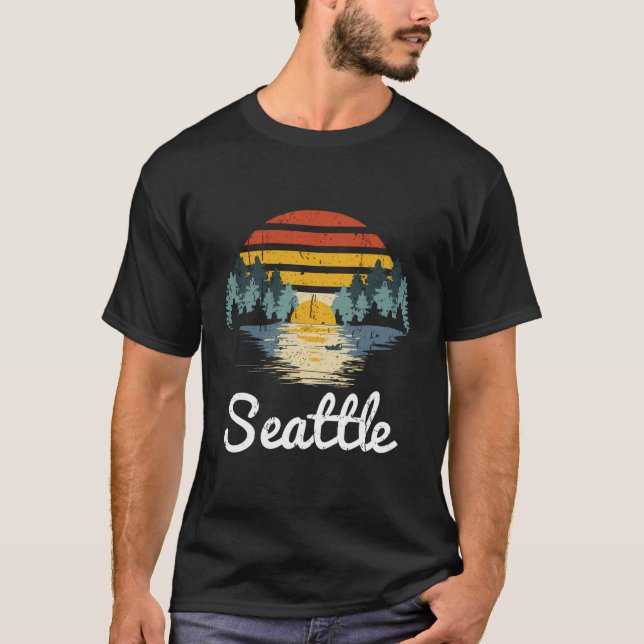 T-shirt Seattle Washington Vintage Retro Sunset Cadeau (Devant)