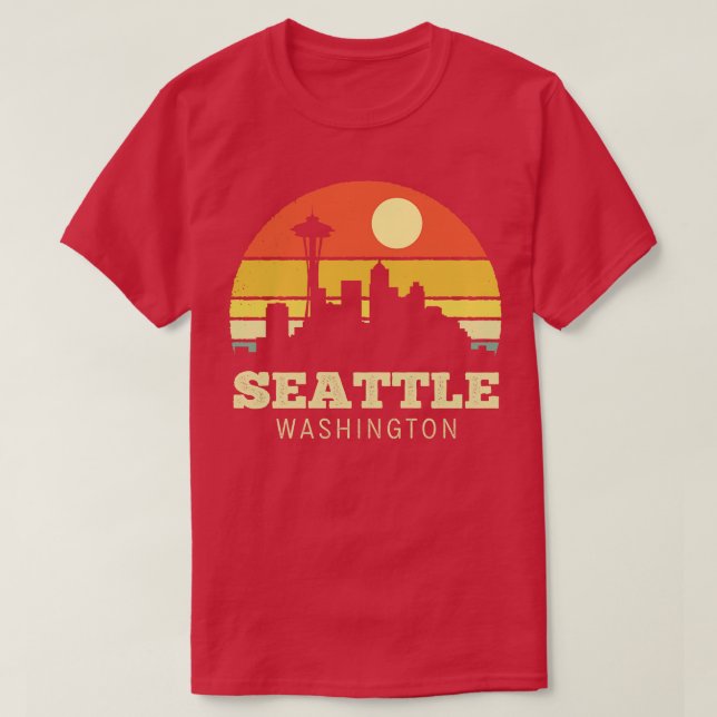 T-shirt Seattle Washington Vintage Sunset (Design devant)