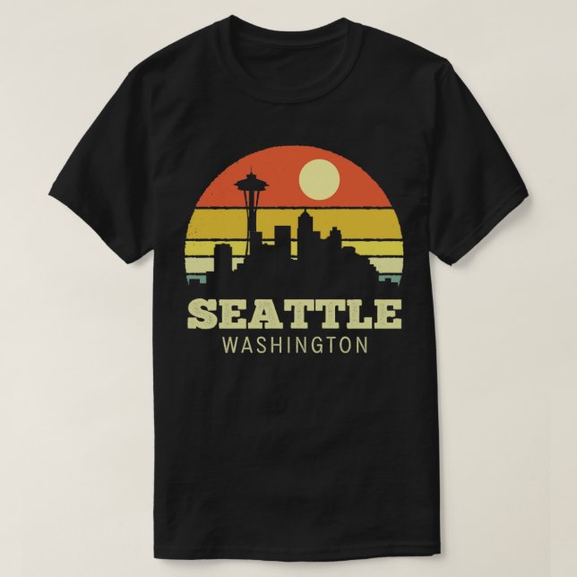 T-shirt Seattle Washington Vintage Sunset (Design devant)