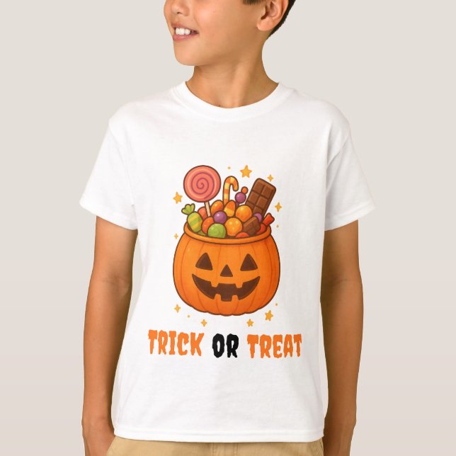 T-shirt Seau citrouille plein de sucré - Halloween (Devant)