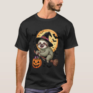 T-shirt Seau de bonbons Citrouille Sorcière Paresseux Hall