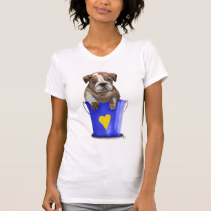 T-shirt Seau de bouledogue de bleu d'amour