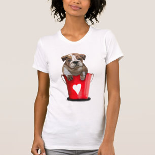 T-shirt Seau de bouledogue de rouge d'amour
