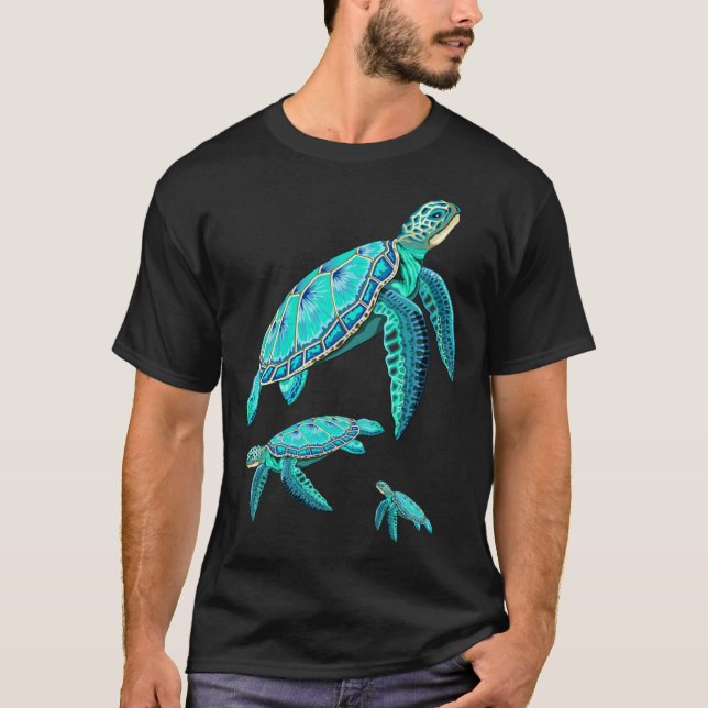 T-shirt Seaurtleurquoise Oceanlife friend (Devant)