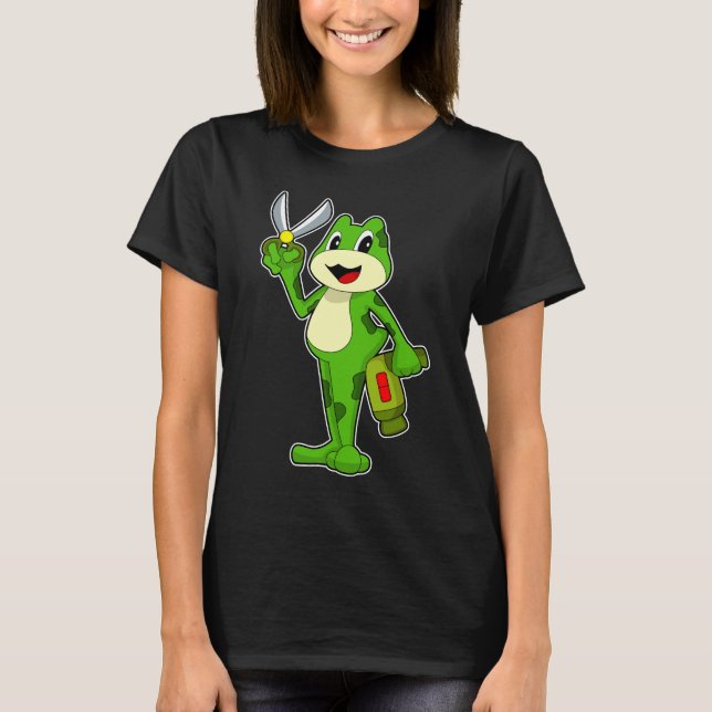 T-shirt Sèche-cheveux grenouille Coiffeuse Ciseaux (Devant)