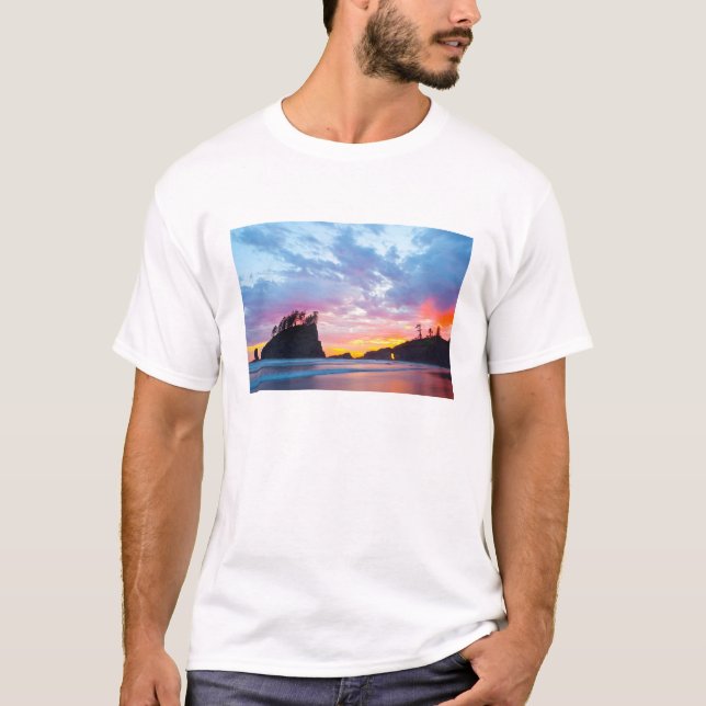 T-shirt Second Beach au coucher du soleil, Washington (Devant)