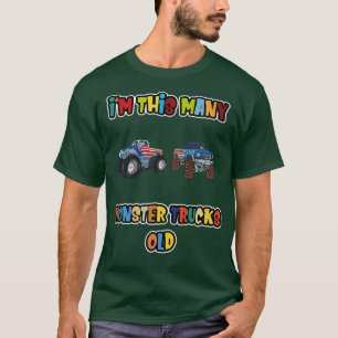 T-shirt Second Birthday I'm this many Monster Trucks Old
