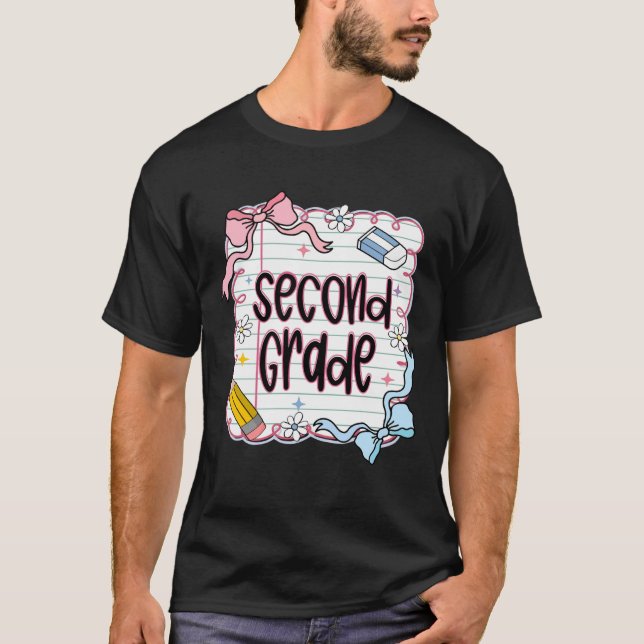 T-shirt Second Grade Coquette Bow First Day Of School Back (Devant)