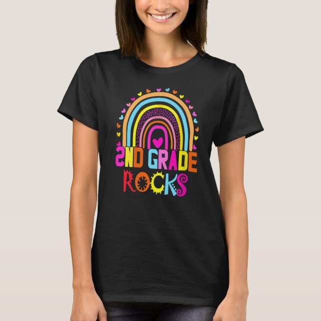 T-shirt Second Grade Rocks First Day Team 2nd Grade Rainbo (Devant)