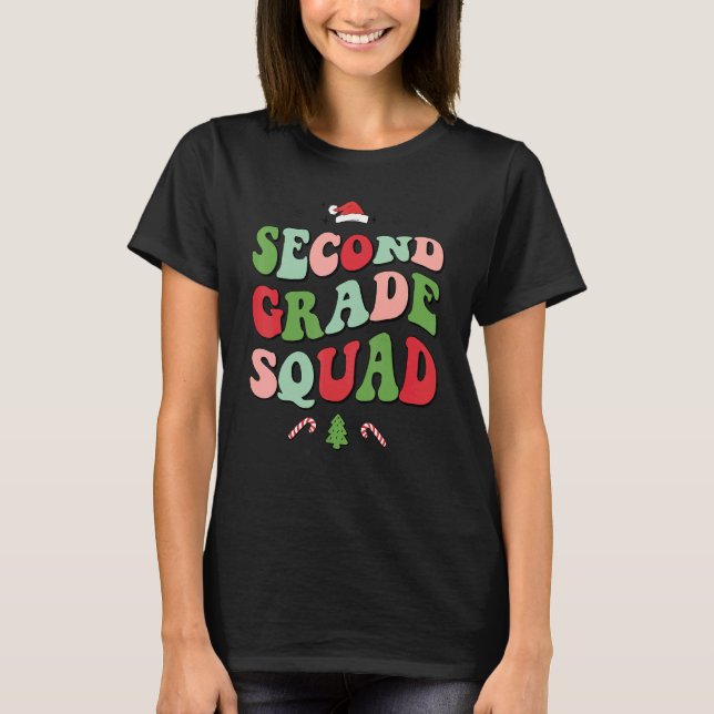 T-shirt Second Grade Squad Xmas Groovy Family Christmas Pa (Devant)