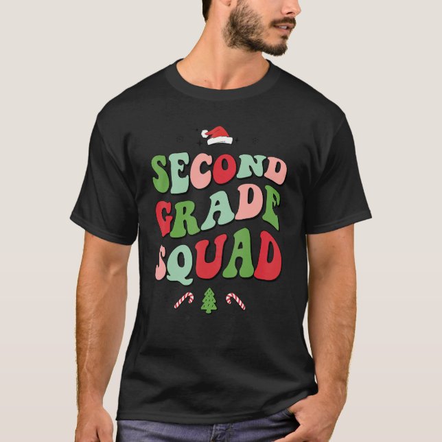 T-shirt Second Grade Squad Xmas Groovy Family Christmas Pa (Devant)