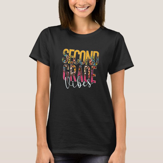 T-shirt Second Grade Vibes 2nd Grade Team Leopard 1st Day  (Devant)
