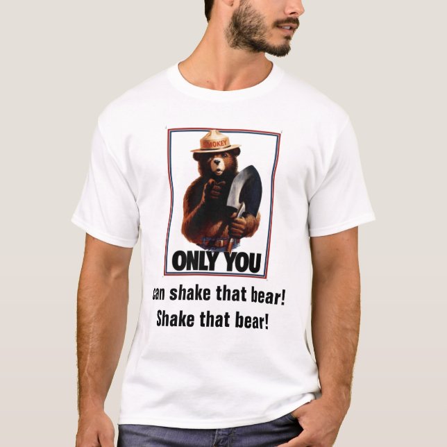 T-shirt Secouez ce faire-part de service public d'ours (Devant)