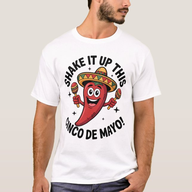 T-shirt Secouez-Le Ce Cinco De Mayo ! Poivre de chili roug (Devant)