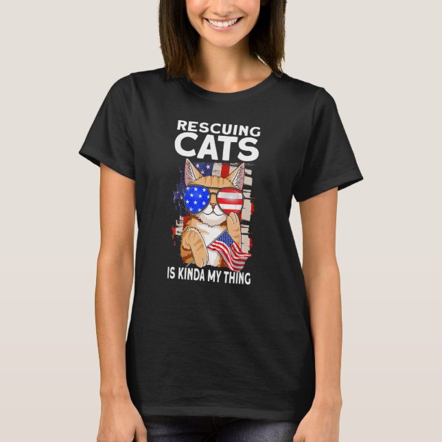 T-shirt Secourir Chats Est Kinda My Hing USA Drapeau Secou (Devant)