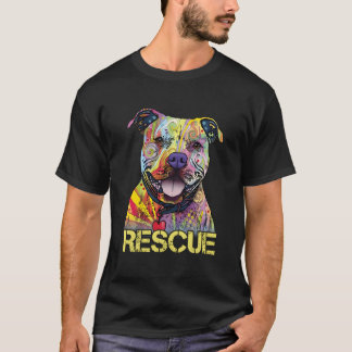 T-shirt Secourir Chien Colorfull Pitbull Dog Adopter Ne Pa