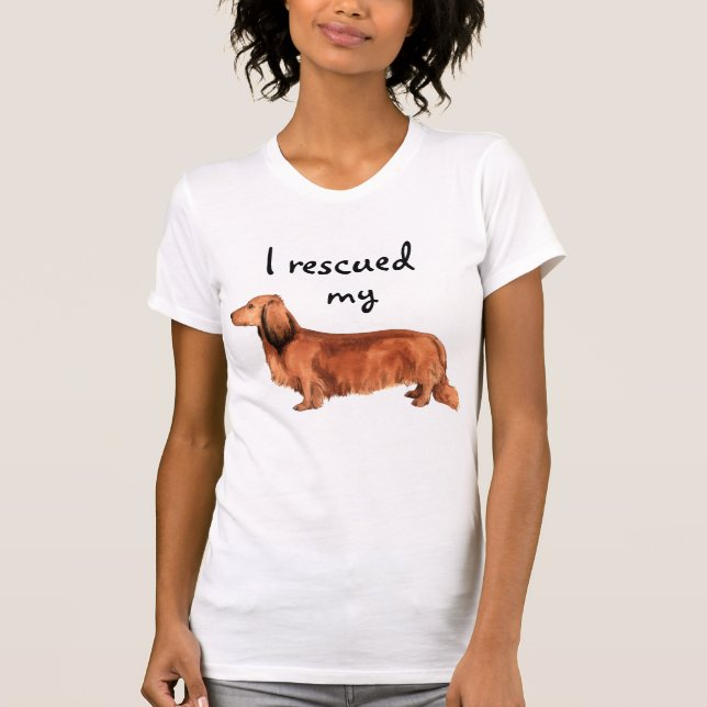 T-shirt Secourir Dachshund aux cheveux longs (Devant)