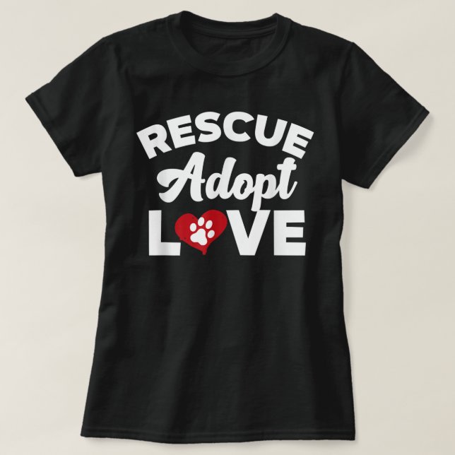 T-shirt Secourir l'amour Adopter les chats Chiens Secourus (Design devant)