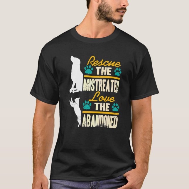 T-shirt Secourir L'Amour Mistréé L'Animal Abandonné Adopte (Devant)