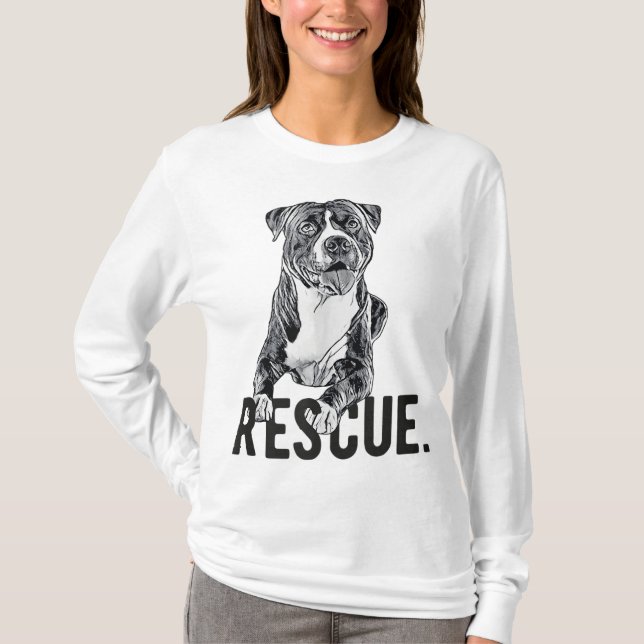 T-shirt Secourir Pitbull Dessin Chien Maman Adopter Ne pas (Devant)