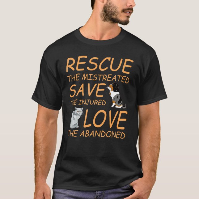 T-shirt Secourir Save Love Cute Animal Secourir Chien Chat (Devant)