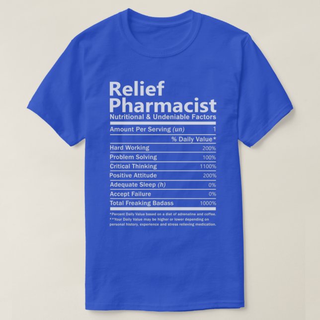 T-shirt Secours Pharmacien nutritionnel et indéniable Fact (Design devant)