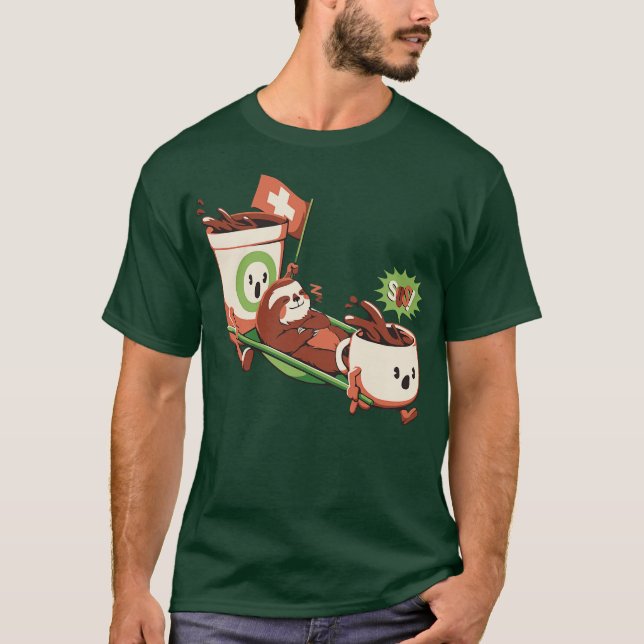 T-shirt Secourt café lundi Caffeine Sloth par Tobe Fonsec (Devant)