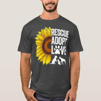 T-shirt Secourt de tournesol de sauvetage animal Adopter l