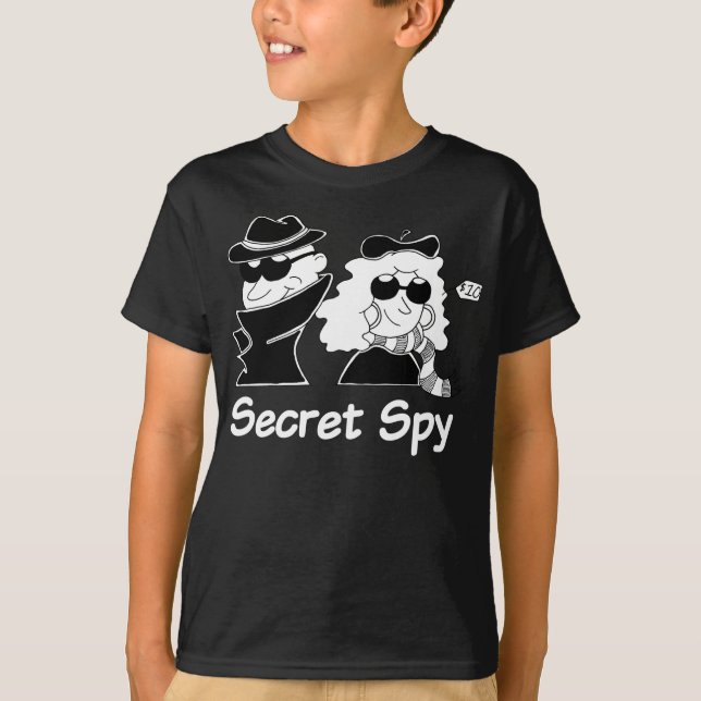 T-shirt secret d'espion (lettres blanches) (Devant)