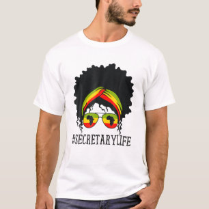 T-shirt Secrétaire Africaine Femmes Messy Bun Black Histor
