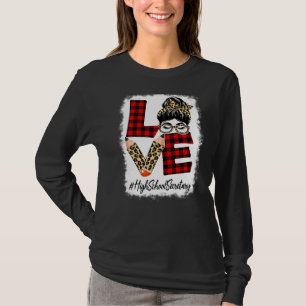 T-shirt Secrétaire du lycée Love Messy Bun Leopard Back