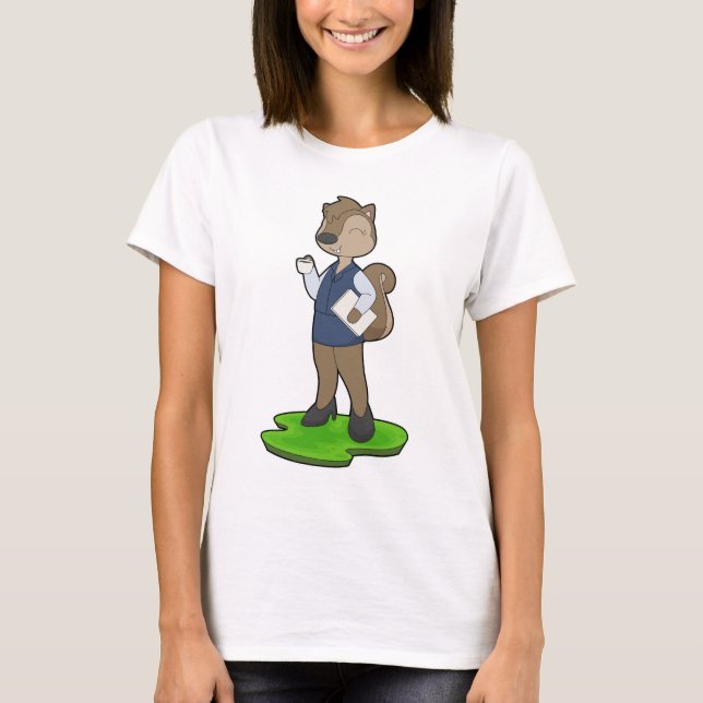 T-shirt Secrétaire Écureuil Bureau Café (Devant)