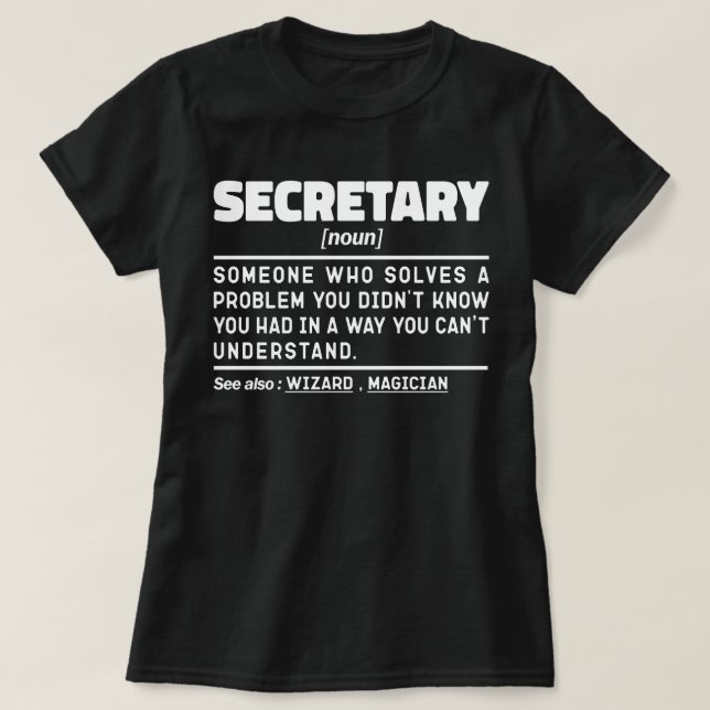 T-shirt Secrétaire Noun Définition Business Assistant Cute (Design devant)