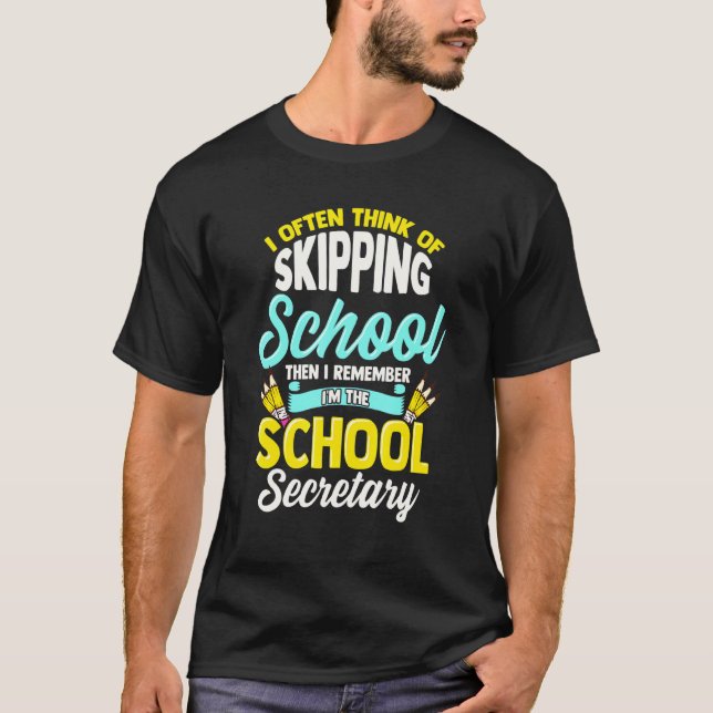 T-shirt Secrétaire scolaire Appréciation amusante (Devant)