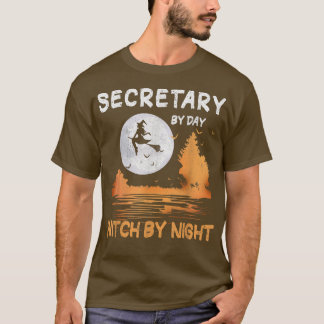 T-shirt Secretary By Day Witch By Night Women Halloween746
