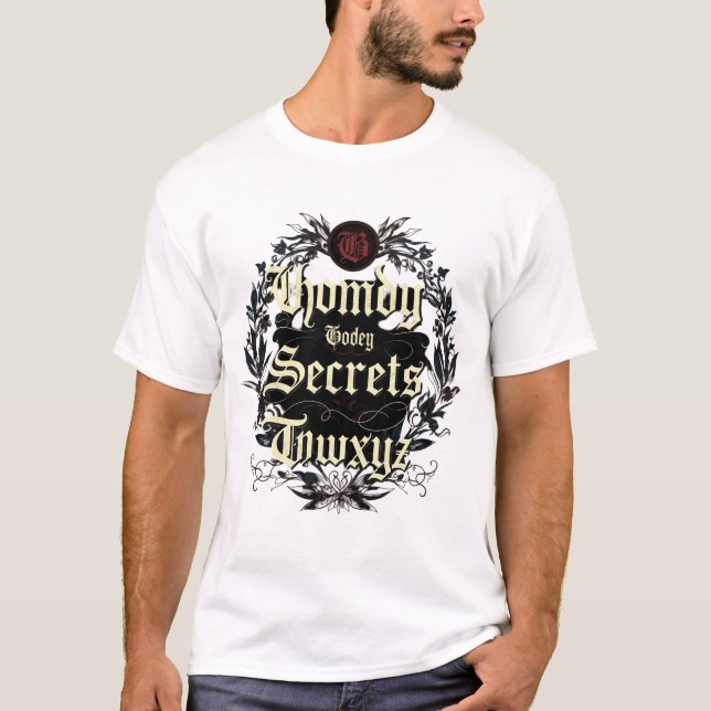 T-shirt Secrets gothiques - Design de typographie victorie (Devant)