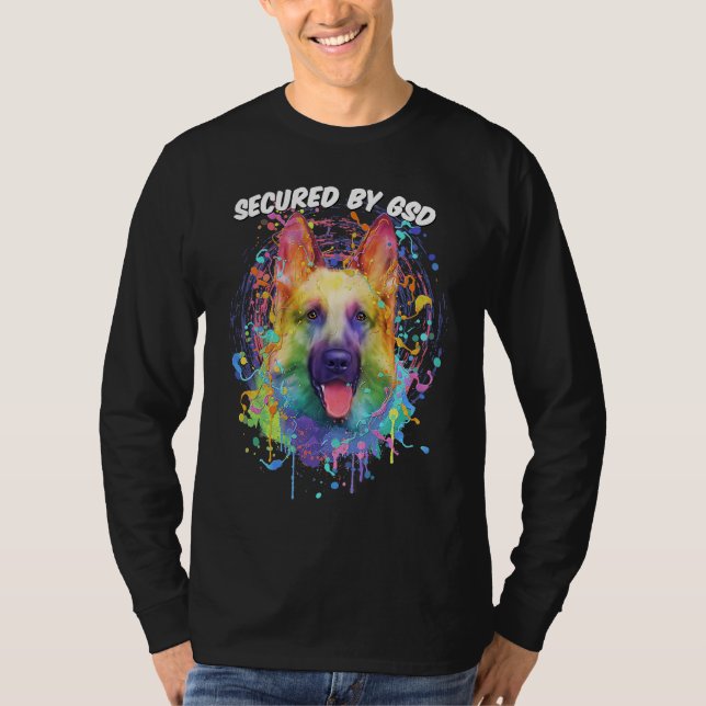 T-shirt Secured by GSD  German Shepherd Humor Shepard (Devant)
