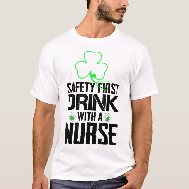 T-shirt Sécurité Boire D'Abord Avec Une Infirmière Amateur (Devant)