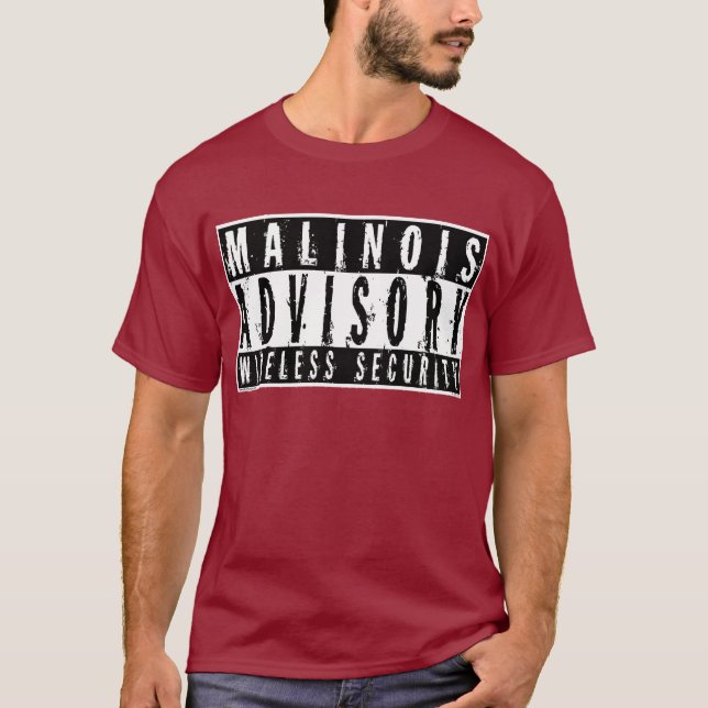 T-shirt Sécurité sans fil consultative de Malinois (Devant)