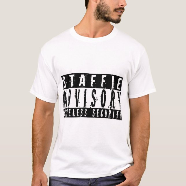 T-shirt Sécurité sans fil consultative de Staffie (Devant)