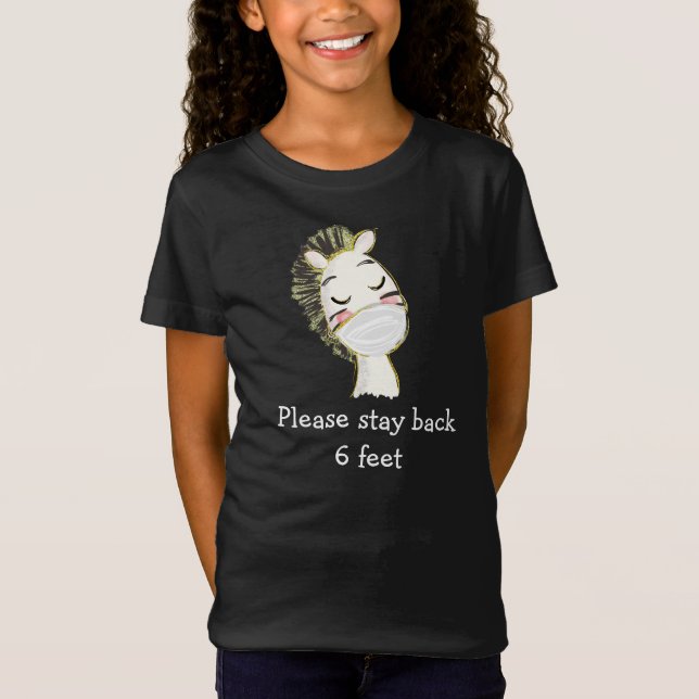 T-Shirt Sécurité sociale Distances Masque Visage Zebra (Devant)