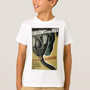 T-shirt Sécurité vintage de masque de gaz de la deuxièm
