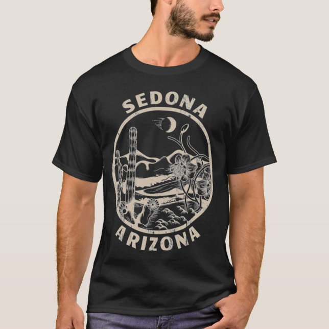 T-shirt Sedona Arizona Linocut Distressed Desert T Shirt R (Devant)