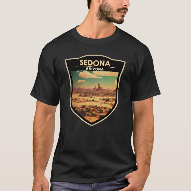 T-shirt Sedona Arizona Retro Travel Art Badge (Devant)