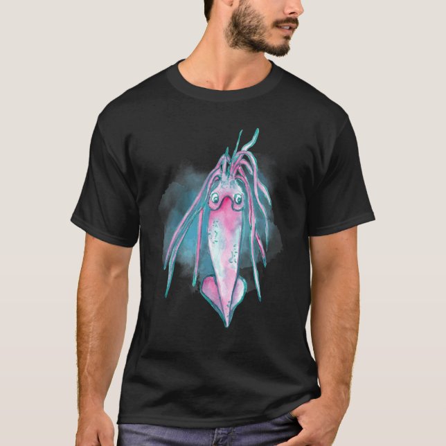 T-shirt Seiche Aquarelle Créatures Profondes de l'Océan et (Devant)
