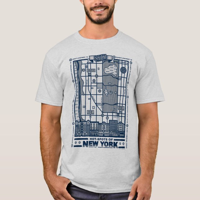 T-shirt Seinfeld | Points chauds de la carte de New York (Devant)