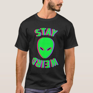 T-shirt Séjour Incroyable Étrange Alien Face Glitch Ufo Ex